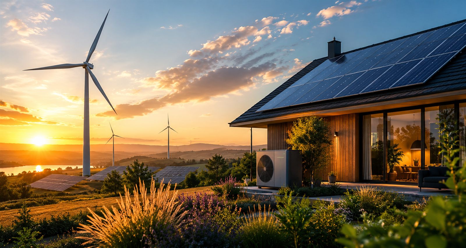 Woning met warmtepomp en zonnepanelen